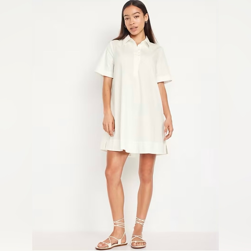 Old Navy Petite Mini Shirt Dress in Magnolia White